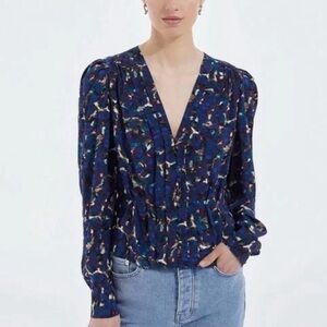 The Kooples Navy Patterned Blouse